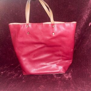 Elegant Red Leather Tote Bag